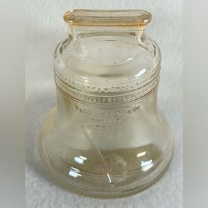 Vintage 1976 Marigold Amber Clear Iridescent Glass Coin Bank The Liberty Bell